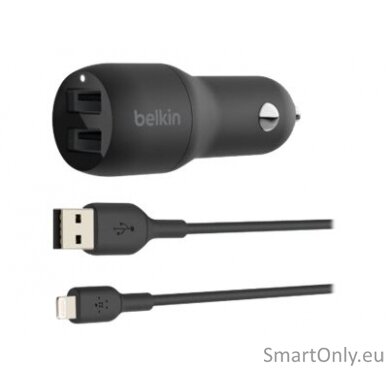 Belkin Dual USB-A Car Charger 24W + USB-A to Lightning Cable BOOST CHARGE Black 7