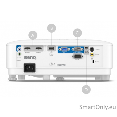 Benq Business Projector For Presentation MX560 XGA (1024x768), 4000 ANSI lumens, White, 4:3, Pure Clarity with Crystal Glass Lenses, Smart Eco, Lamp warranty 12 month(s) 4