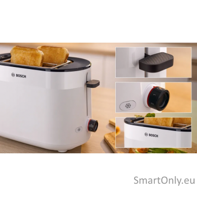 Bosch Compact Toaster | TAT2M121 MyMoment | Power 950 W | Number of slots 2 | Housing material Plastic | White 3