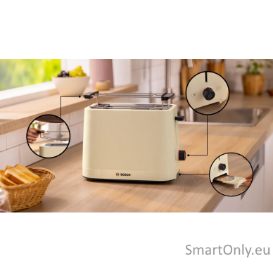 Bosch Compact Toaster | TAT3M127 MyMoment | Number of slots 2 | Housing material Plastic | Beige 1