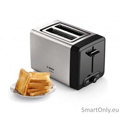 Bosch DesignLine Toaster TAT4P420 Power 970 W Number of slots 2 Housing material Stainless Steel Stainless steel/Black 1