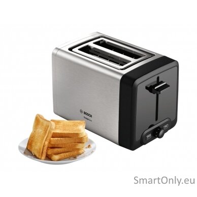 Bosch DesignLine Toaster TAT4P420 Power 970 W Number of slots 2 Housing material Stainless Steel Stainless steel/Black 10