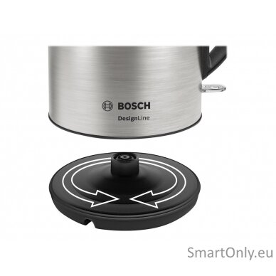 Bosch Kettle DesignLine TWK3P420  Electric 2400 W 1.7 L Stainless steel 360° rotational base Stainless steel/Black 8