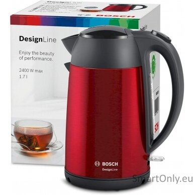 Bosch Kettle DesignLine TWK3P424 Electric 2400 W 1.7 L Stainless steel 360° rotational base Red 3