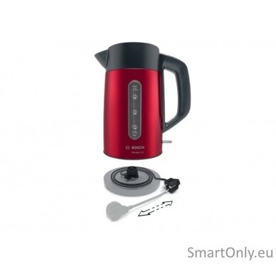 Bosch Kettle DesignLine TWK4P434 Electric 2400 W 1.7 L Stainless steel 360° rotational base Red/Black 2