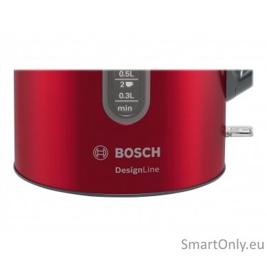 Bosch Kettle DesignLine TWK4P434 Electric 2400 W 1.7 L Stainless steel 360° rotational base Red/Black 8