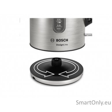 Bosch Kettle DesignLine TWK4P440 Electric 2400 W 1.7 L Stainless steel 360° rotational base Stainless steel/Black 8