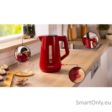 Bosch Kettle | TWK1M124 | Electric | 2400 W | 1.7 L | Plastic | 360° rotational base | Red 1