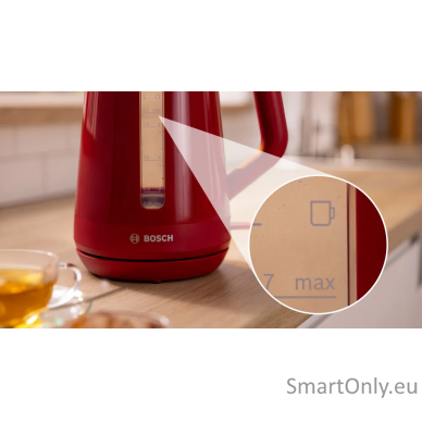 Bosch Kettle | TWK1M124 | Electric | 2400 W | 1.7 L | Plastic | 360° rotational base | Red 3