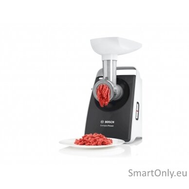 Bosch Meat mincer CompactPower MFW3612A Black 500 W Number of speeds 1 2 Discs: 4 mm and 8 mm; Sausage filler accessory; pasta nozzle for spaghetti and tagliatelle; cookie nozzle with three different shapes 9