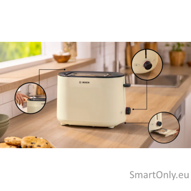 Bosch TAT2M127 MyMoment Compact toaster, 950 W, 2 slots, Beige 5