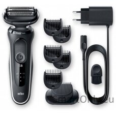 Braun Shaver 51-W1500s	 Operating time (max) 50 min Wet & Dry Black/White