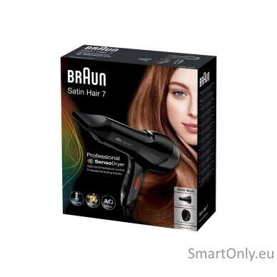 Braun Hair Dryer HD785 Satin Hair 7 SensoDryer 2000 W, Number of temperature settings 4, Ionic function, Diffuser nozzle, Black 6