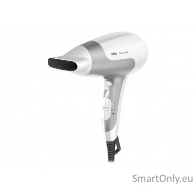 Braun Hair Dryer Satin Hair 5 HD 580 2500 W, Number of temperature settings 3, Ionic function, White/ silver 4