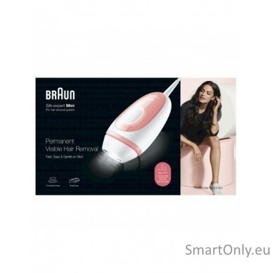 Braun | PL1000 Silk-expert Mini IPL | Epilator | Operating time (max)  min | Bulb lifetime (flashes) 300.000 | Number of power levels 3 | White/Pink 3