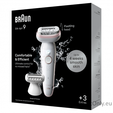 Braun SES9-030 Silk épil 9 Epilator, White/Rose 3