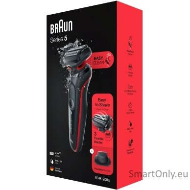 Braun Shaver 51-R1200s	 Operating time (max) 50 min, Wet & Dry, Black/Red 2