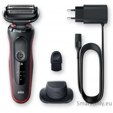 Braun Shaver 51-R1200s	 Operating time (max) 50 min, Wet & Dry, Black/Red