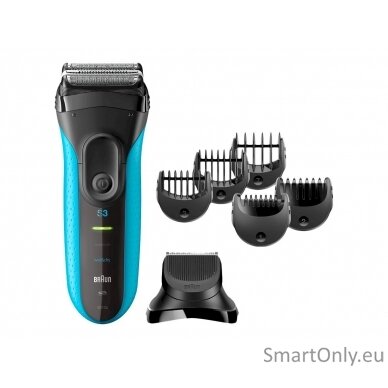 Braun Shaver with trimmer Series 3 Shave&Style 3010BT Cordless, Charging time 1 h, Operating time 45 min, Wet use, NiMH, Number of shaver heads/blades 2, Black/Blue 4