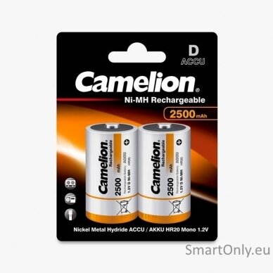 Camelion HR20 D 2500mAh įkraunamos baterijos, 2 vnt.