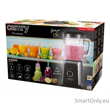 Camry Blender CR 4077 Tabletop 500 W Jar material Glass Jar capacity 1.5 L Ice crushing Black/Stainless steel 6