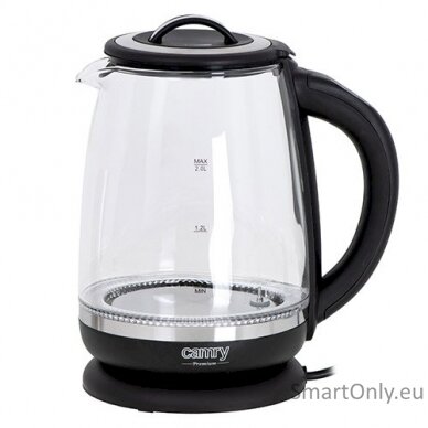 Camry Kettle CR 1290 Standard 2200 W 2 L Plastic/glass 360° rotational base Black/Transparent 2