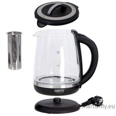 Camry Kettle CR 1290 Standard 2200 W 2 L Plastic/glass 360° rotational base Black/Transparent 5