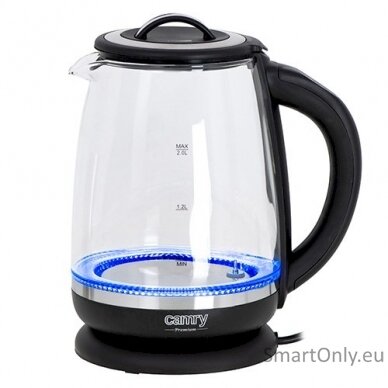 Camry Kettle CR 1290 Standard 2200 W 2 L Plastic/glass 360° rotational base Black/Transparent 6