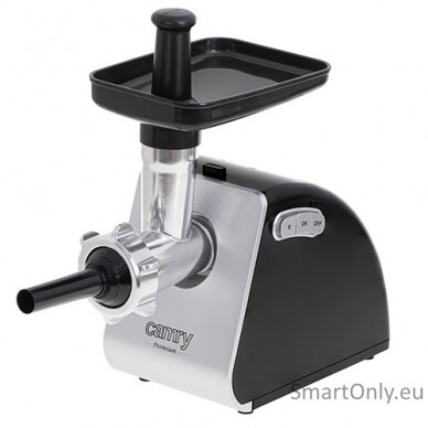 Camry Meat mincer CR 4812 Silver/Black 1600 W Number of speeds 2 Throughput (kg/min) 2 Gullet; 3 strainers; Kebble tip; Pusher; Tray 1