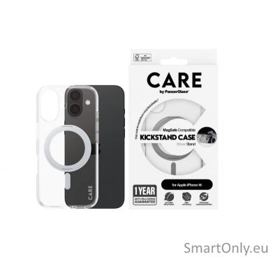 CARE by PanzerGlass Case Feature Silver Kickstand & MagSafe iPhone 16 | CARE 2