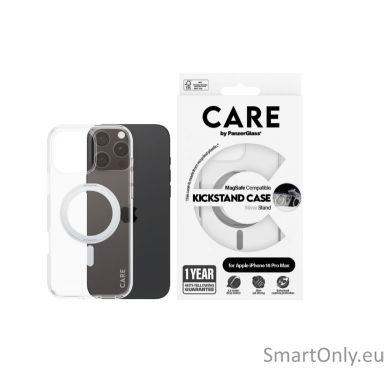 CARE by PanzerGlass Case Feature Silver Kickstand & MagSafe iPhone 16 Pro Max | CARE 2