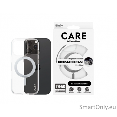 CARE by PanzerGlass Case Feature Silver Kickstand & MagSafe iPhone16 PRO | CARE 2