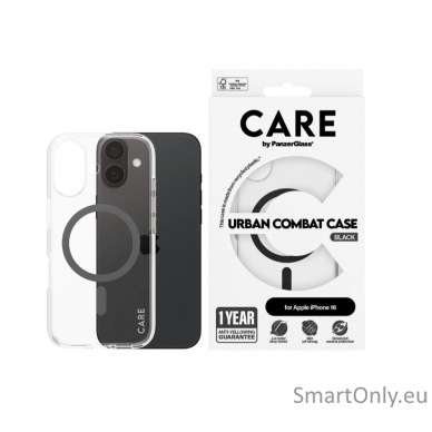 CARE by PanzerGlass Case Flagship Black MagSafe iPhone 16 | CARE 2