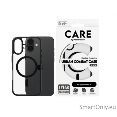 CARE by PanzerGlass Case Flagship Urban Combat Black MagSafe iPhone 16 | CARE 2