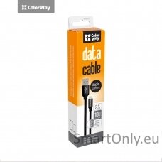 ColorWay Data Cable Apple Lightning Charging cable, Fast and safe charging; Stable data transmission, Black, 1 m