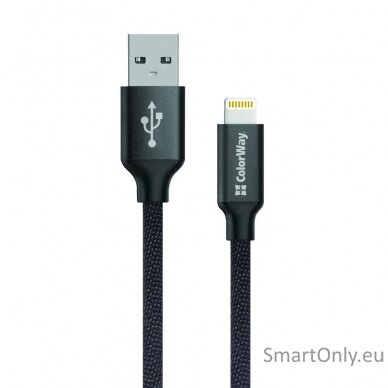 ColorWay Data Cable Apple Lightning Charging cable, Fast and safe charging; Stable data transmission, Black, 1 m 1