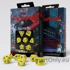 Cyberpunk RED RPG danger zone kauliukų rinkinys geltonos ir juodos sp