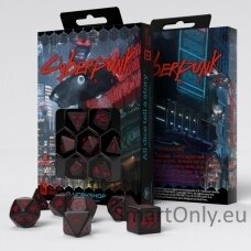 Cyberpunk RED RPG kauliukų rinkinys juodos ir raudonos sp