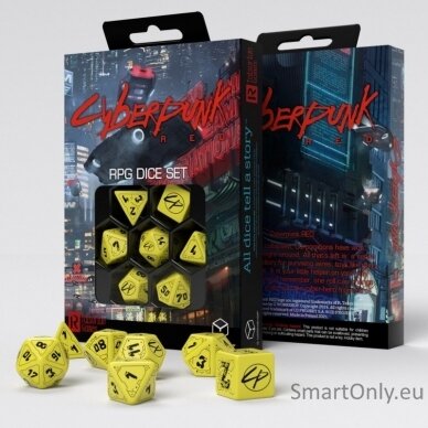 Cyberpunk RED RPG danger zone kauliukų rinkinys geltonos ir juodos sp