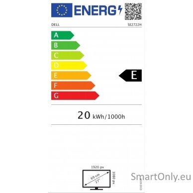 Dell LCD  SE2722H 27 ", VA, FHD, 1920 x 1080, 16:9, 4 ms, 250 cd/m², Black, HDMI ports quantity 1 9