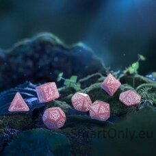 Elvish Žvilgančios rožinės ir baltos sp. Dice Set Q-workshop