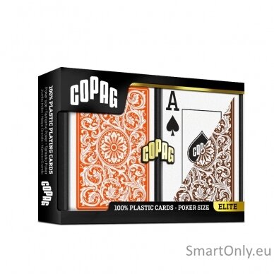 Elite 1546 Playing Cards poker size dviguba žaidimo kortų kaladė (oranžinė/ruda) Copag