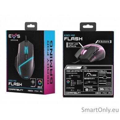 Energy Sistem Gaming Mouse ESG M2 Flash USB 2.0, 6400 DPI, 8 customizable buttons, RGB LED’s Energy Sistem ESG M2 Flash Wired Gaming Mouse Black 12