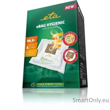 ETA Vacuum cleaner bags  Hygienic ETA960068010 Suitable for all ETA, Gallet bagged vacuum cleaners and others (the list attached), Number of bags 5 + microfilter 155x145 mm 1