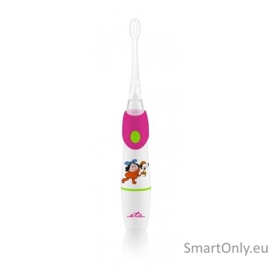 ETA SONETIC Toothbrush  ETA071090010 Battery operated, For kids, Number of brush heads included 2, Sonic technology, White/ pink 2