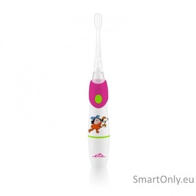 ETA SONETIC Toothbrush  ETA071090010 Battery operated, For kids, Number of brush heads included 2, Sonic technology, White/ pink