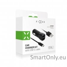 Fixed Car Charger Dual USB Cable Black, 15 W