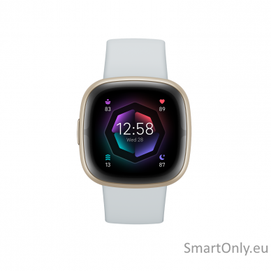 Fitbit Sense 2 Smart watch, NFC, GPS (satellite), AMOLED, Touchscreen, Heart rate monitor, Activity monitoring 24/7, Waterproof, Bluetooth, Wi-Fi, Blue Mist/Soft Gold 2