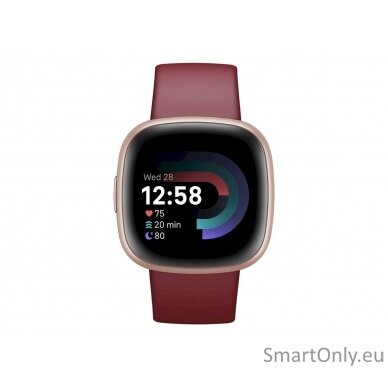 Fitbit Versa 4 Smart watch NFC GPS (satellite) AMOLED Touchscreen Activity monitoring 24/7 Waterproof Bluetooth Wi-Fi Beet Juice/Copper Rose