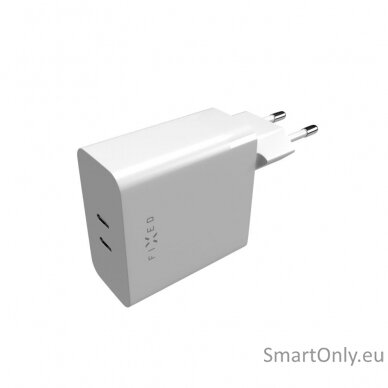 Fixed Dual USB-C Mains Charger, PD support, 65W